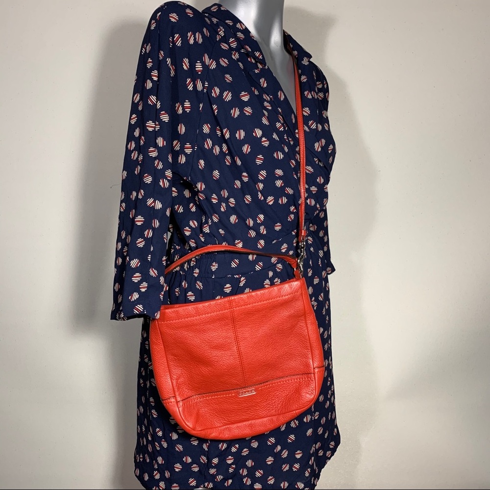 Coach small red pebble leather crossbody